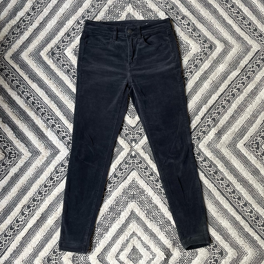 American Eagle AEO Gray Hi-Rise Corduroy - 6
